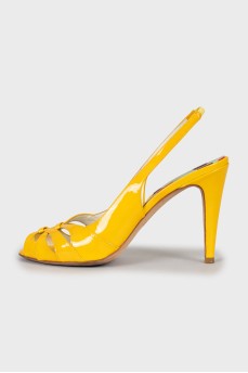 Yellow patent leather sandals
