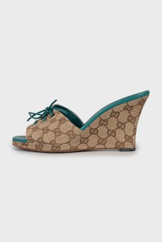 Textile sandals with signature print