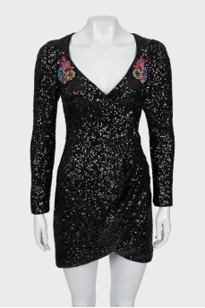 Mini dress embroidered with sequins