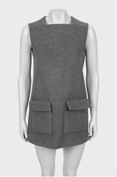 Gray vest with patch pockets