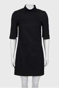 Black wool dress with 3/4 sleeves