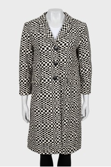 Black and white single breasted coat
