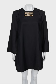 Black dress with gold logo