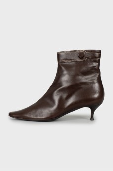 Brown pointed toe ankle boots