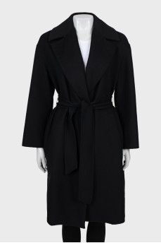 Black coat with belt
