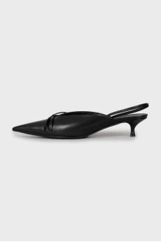 Leather slingbacks with pointed toe