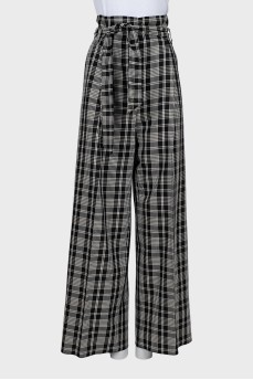 Palazzo trousers in check print