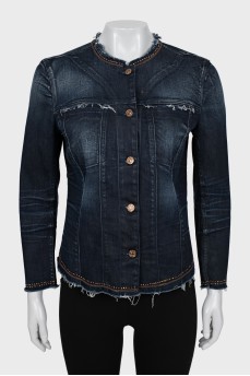 Fitted denim jacket with decor