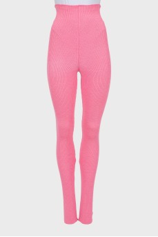 Pink knitted leggings