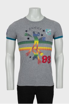 Men's T-shirt with print and patches