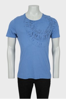 Men's blue printed T-shirt