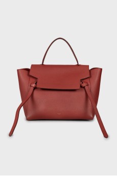 Red leather tote bag