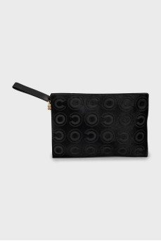 Embossed pony wool clutch