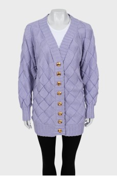 Purple buttoned cardigan with tag