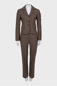 Wool suit with check trousers