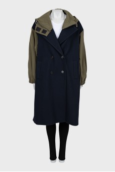 Combined coat with detachable hood