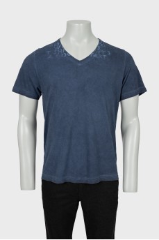 Men's loose blue T-shirt