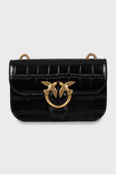 Leather crossbody bag with gold logo