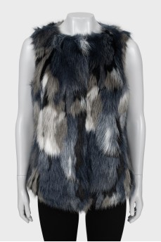 Mixed color fur vest