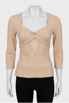 Fitted blouse with raised seams