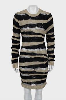 Knitted dress with mesh inserts