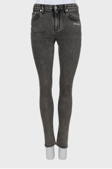 Gray high-waisted skinny jeans