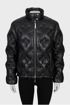 Leather jacket with signature embossing