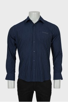 Men's dark blue striped shirt