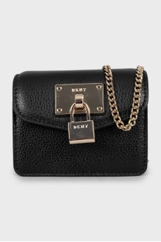 Leather mini bag with metal strap