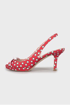 Textile sandals with polka dots