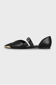 Leather ballerinas with metal toe