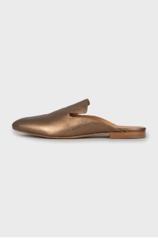 Gold-tone leather mules