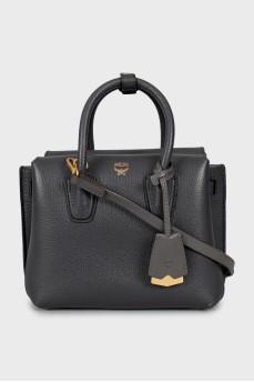 Gray leather crossbody bag