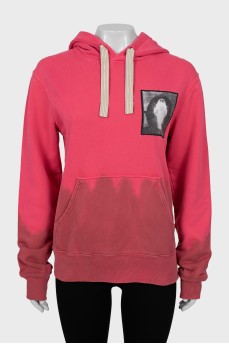 Pink hoodie with logo patch