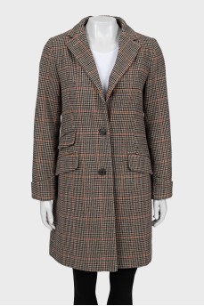Single-breasted coat in houndstooth print