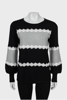 Knitted sweater with puff sleeves