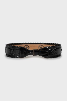 Woven patent leather belt