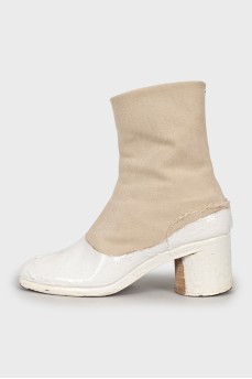 Textile split toe ankle boots