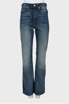 Blue high waist flared jeans