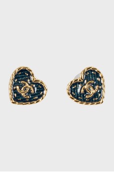 Heart-shaped earrings with logo