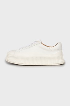 White sneakers with chunky soles