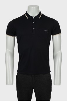 Men's black polo with contrasting edges