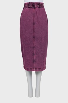 Denim midi skirt with zipper