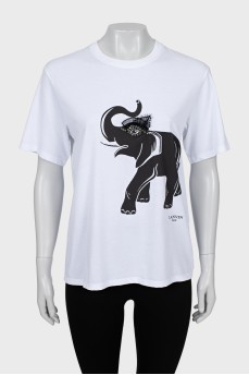 White T-shirt with print and decor