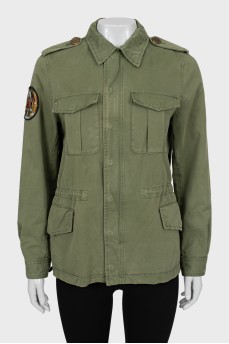 Green jacket with patch pockets