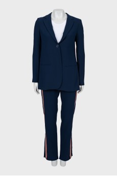 Blue suit with combined stripes