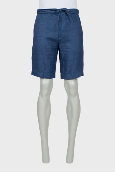 Men's blue linen shorts