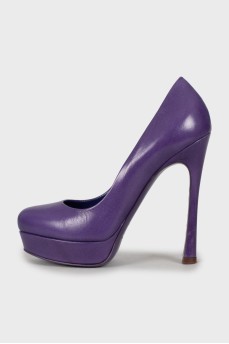 Purple leather shoes