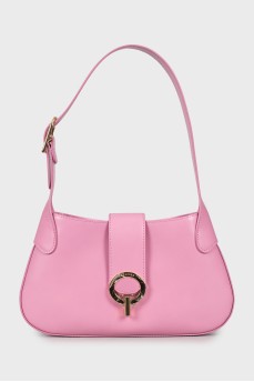 Leather pink shoulder bag with tag