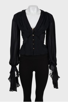Silk blouse with imitation corset